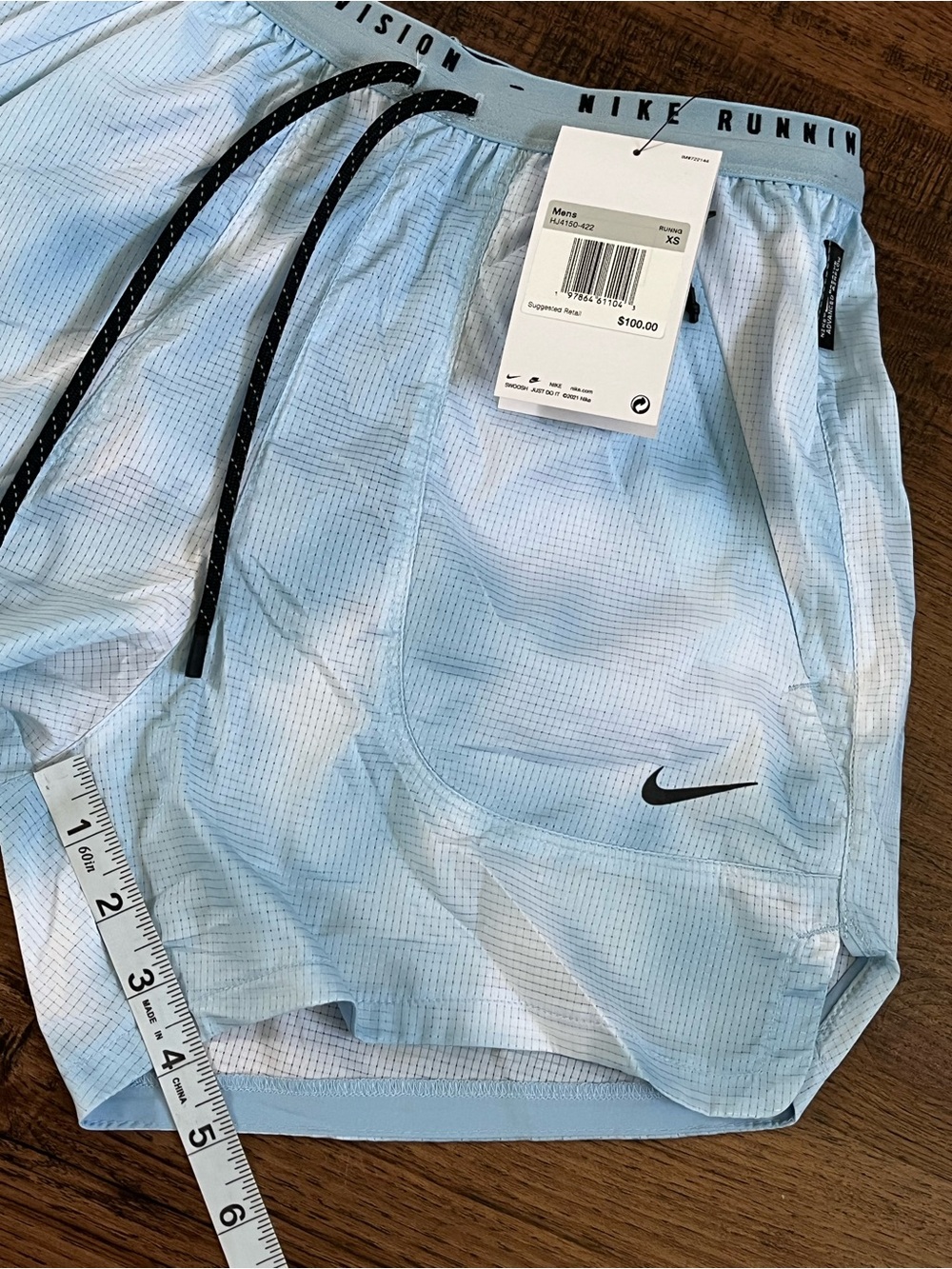 Nike Dri Fit ADV Run Division 4” Brief Lined Shorts ‘Light Blue’ (size mens XS) - Picture 2 of 9